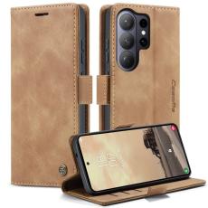 Caseme - CaseMe Pl&aring;nboksfodral f&ouml;r Samsung Galaxy S26 Ultra Konstl&auml;der St&auml;ll - Brun