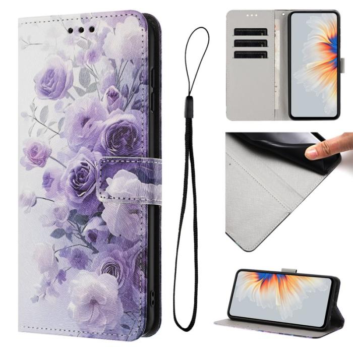 OEM - Plånboksfodral för Samsung Galaxy S26 Konstläder Mönster - Lila Ros