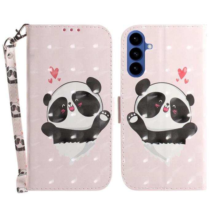 OEM - Plånboksfodral för Samsung Galaxy S26 Konstläder Mönster - Love Heart Panda