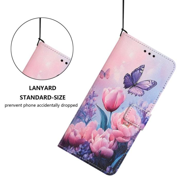 OEM - Plånboksfodral för Samsung Galaxy S26 Konstläder Mönster - Rosa Blomma Fjäril