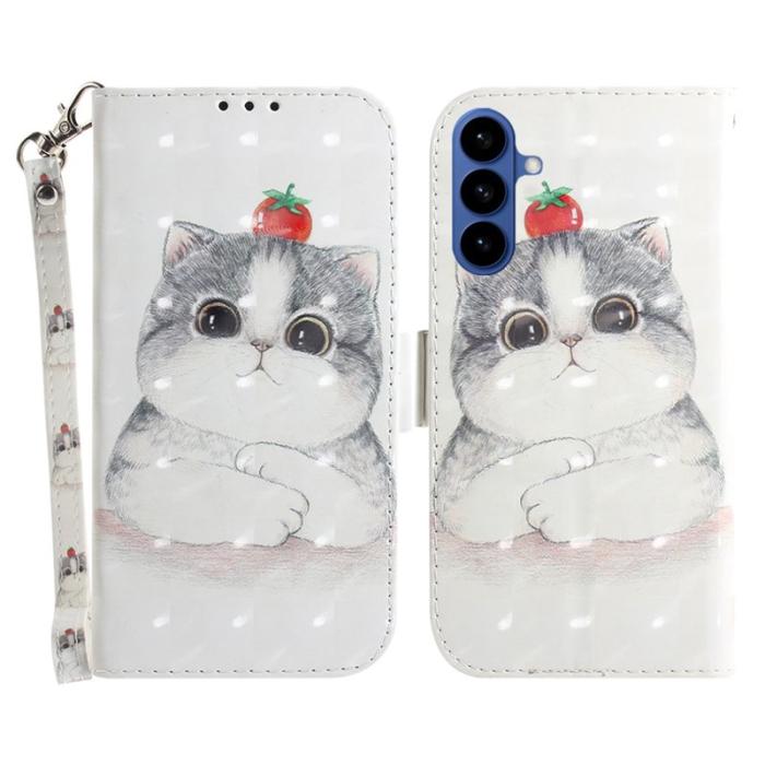 OEM - Plånboksfodral för Samsung Galaxy S26 Konstläder Mönster - Söt Katt - Grå