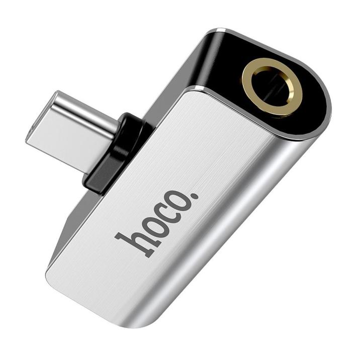 Hoco - HOCO ljudomvandlare LS26 USB-C Jack 3,5mm + USB-C silver