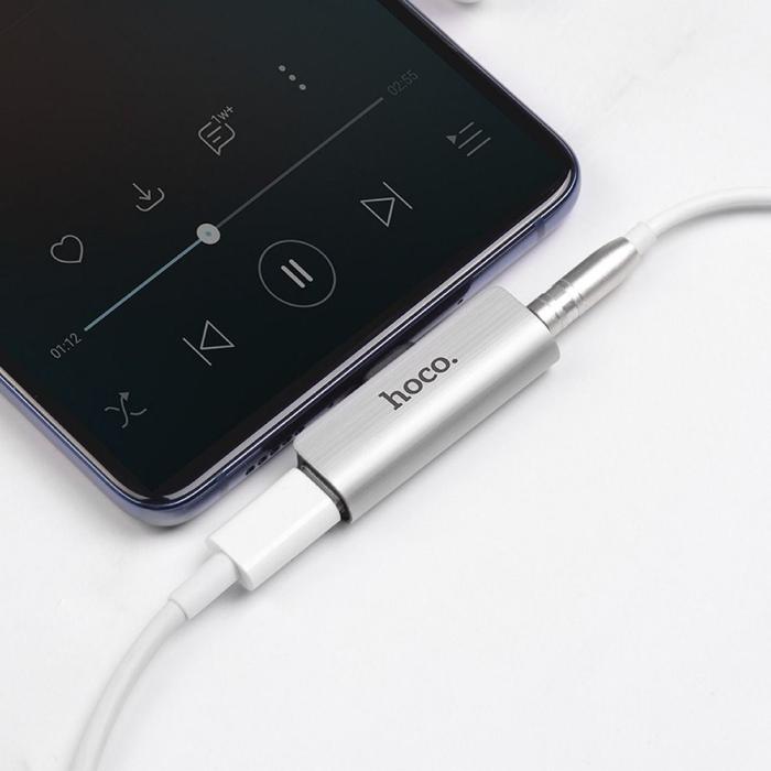 Hoco - HOCO ljudomvandlare LS26 USB-C Jack 3,5mm + USB-C silver