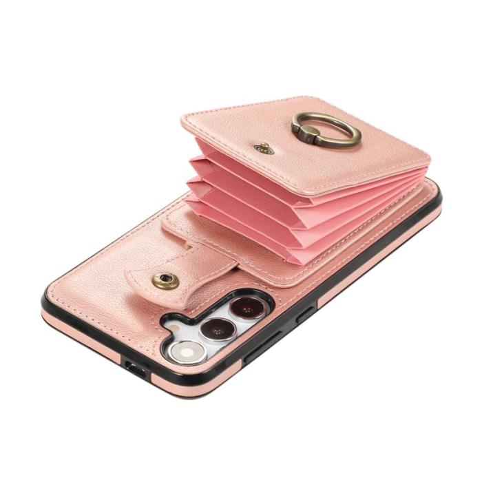 OEM - Mobilfodral för Samsung Galaxy S26 Ringhållare Kickstand TKonstläder Roséguld