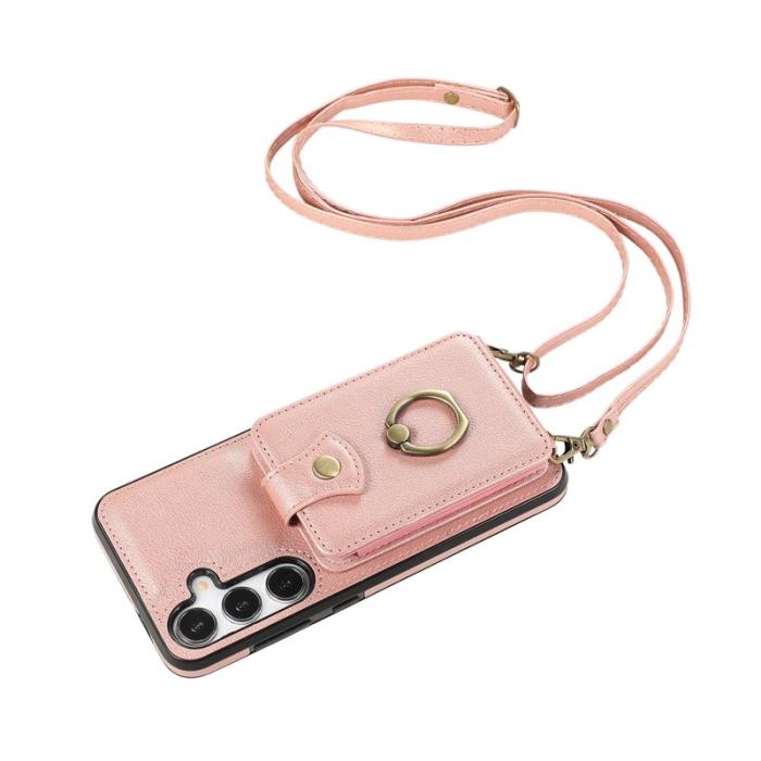 OEM - Mobilfodral för Samsung Galaxy S26 Ringhållare Kickstand TKonstläder Roséguld