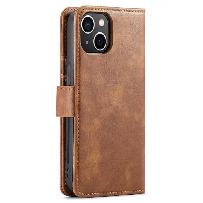 DG.MING - DG.MING iPhone 15 Plus Plånboksfodral Äkta Läder 2in1 - Brun