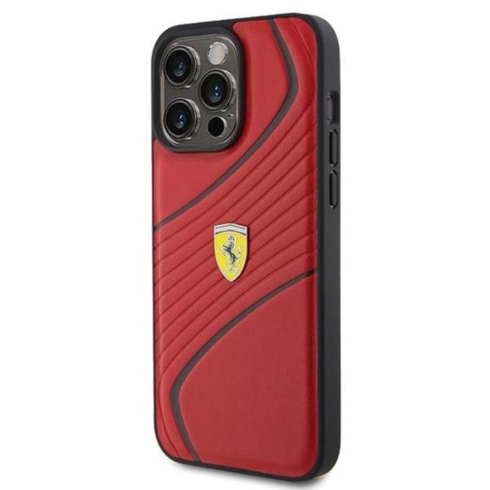 Ferrari - Ferrari iPhone 15 Pro Mobilskal Twist Metal Logo - Röd