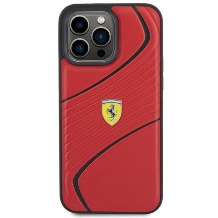 Ferrari - Ferrari iPhone 15 Pro Mobilskal Twist Metal Logo - Röd