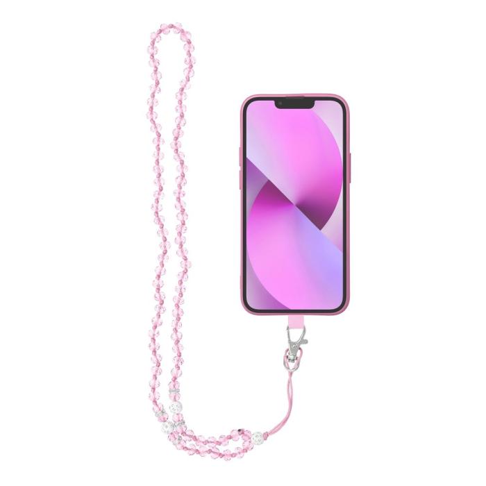 OEM - CRYSTAL DIAMOND hänge till telefonen runt halsen rosa