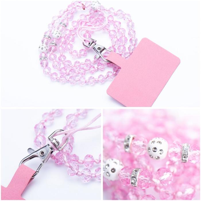 OEM - CRYSTAL DIAMOND hänge till telefonen runt halsen rosa