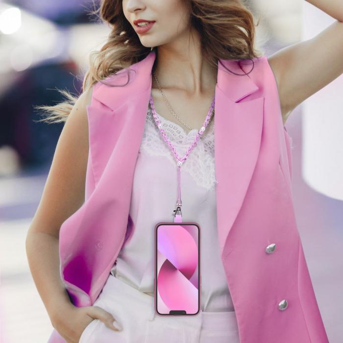 OEM - CRYSTAL DIAMOND hänge till telefonen runt halsen rosa