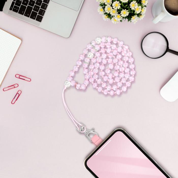 OEM - CRYSTAL DIAMOND hänge till telefonen runt halsen rosa