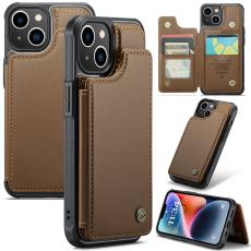 Caseme - CASEME C22 iPhone 14 Fodral KonstL&auml;der RFID-Skydd - Brun
