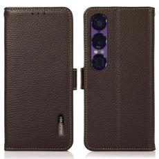 KHAZNEH - KHAZNEH Sony Xperia 1 VII Plånboksfodral RFID Äkta läder - Brun