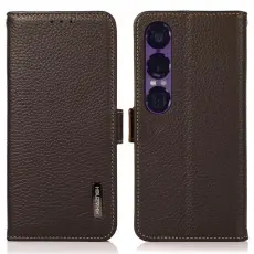 KHAZNEH - KHAZNEH Sony Xperia 1 VII Pl&aring;nboksfodral RFID &Auml;kta l&auml;der - Brun