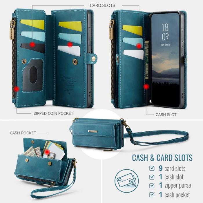Caseme - CASEME Plånboksfodral till Samsung Galaxy S25 - Grön, RFID-Skydd-Skydd
