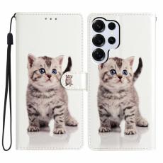 OEM - Samsung Galaxy S26 Ultra Pl&aring;nboksfodral Konstl&auml;der M&ouml;nstertryck St&auml;ll - S&ouml;t Katt