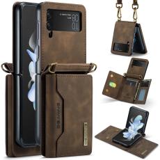DG.MING - DG.MING Konstl&auml;der Pl&aring;nboksfodral f&ouml;r Samsung Galaxy Z Flip3 5G - Brun