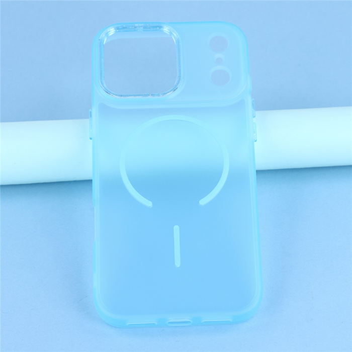 A-One Brand - iPhone 17 Pro Mobilskal MagSafe med Glitter Lins Frame - Blå