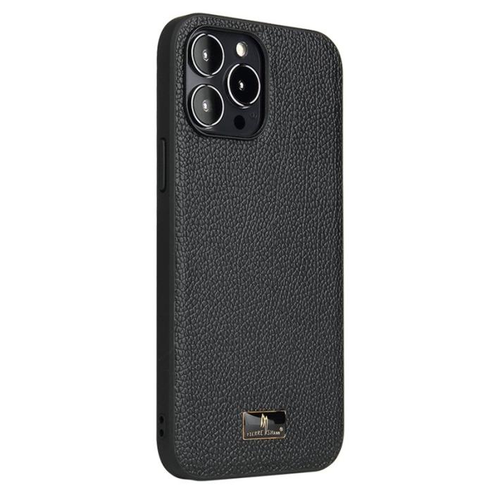 FIERRE SHANN - FIERRE SHANN för iPhone 14 Pro Max Fodral KonstLäder - Litchi Mönster