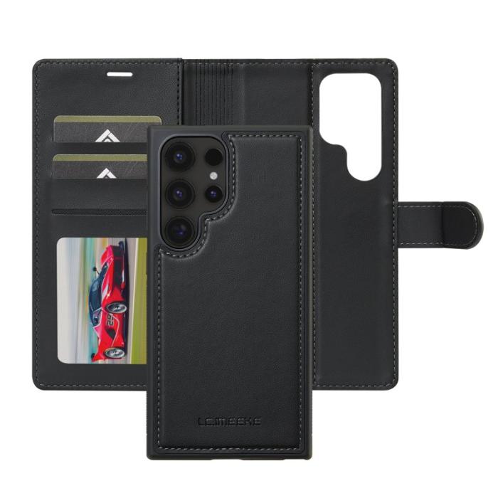 LC.imeeke - LC.IMEEKE L2 Series Samsung Galaxy S24 Ultra Plånboksfodral Konstläder - Svart