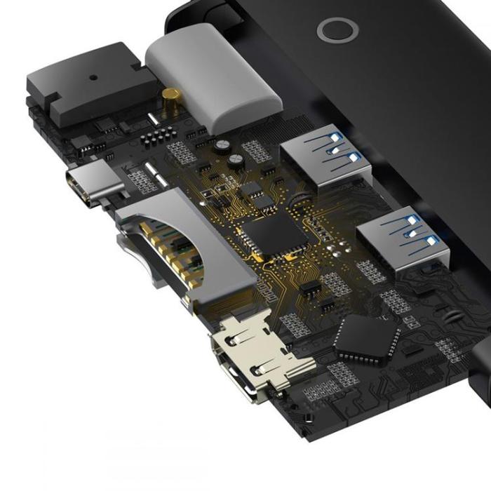 UTGATT1 - Baseus Lite Series 6-Port USB-C Hub Adapter - Svart