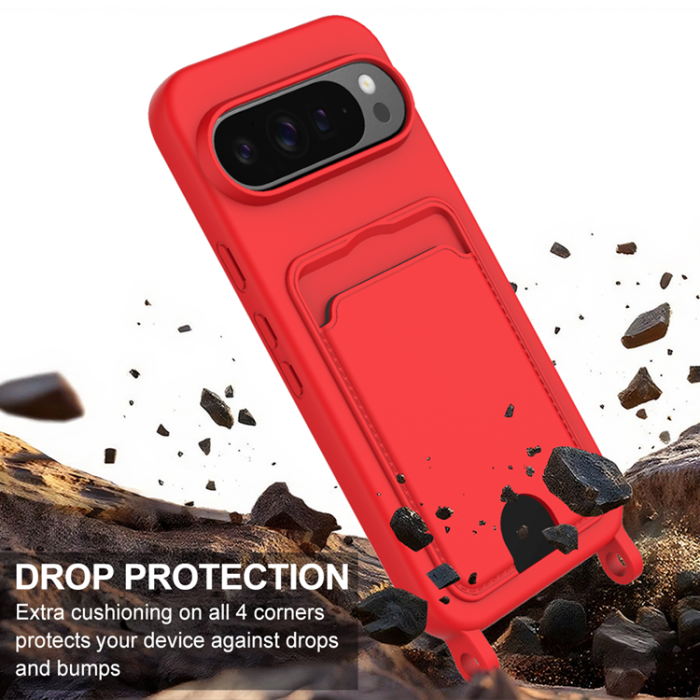 A-One Brand - Google Pixel 10 Pro Mobilskal Korthållare Silikon - Röd