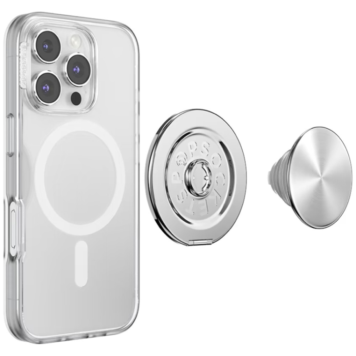 PopSockets - PopSockets MagSafe Popuphållare och Stativ Aluminium Radial - Silver