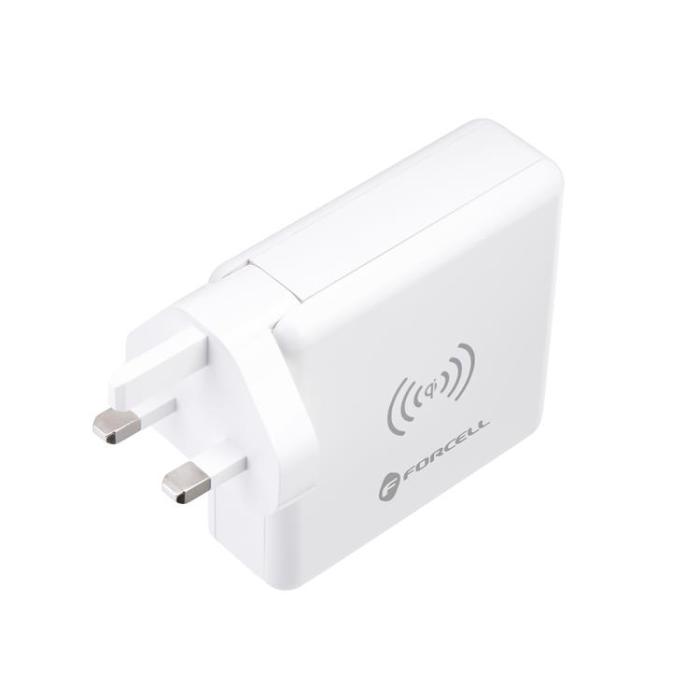 Forcell - Forcell 4in1 Väggladdare USB/USB-C och Powerbank 8000 mAh 15W - Vit