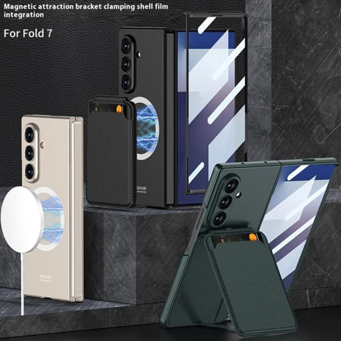 GKK - GKK Galaxy Z Fold 7 Mobilskal Magsafe Korthållare - Brun