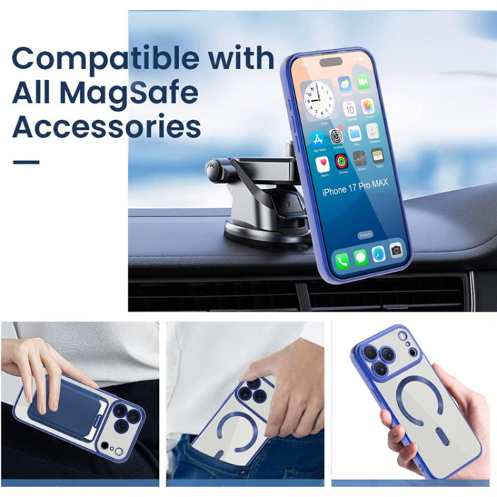 A-One Brand - iPhone 17 Pro Max Mobilskal MagSafe Korthållare TPU + PC