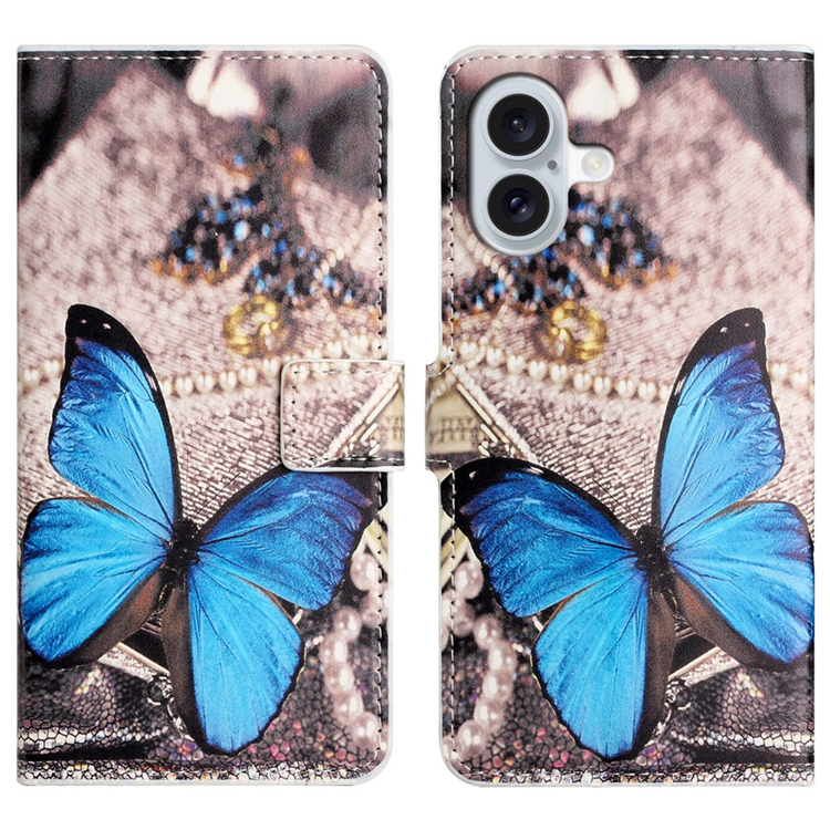 iPhone 17 Plånboksfodral Pattern Print - Blå fjäril | 2353 | AlltMobil