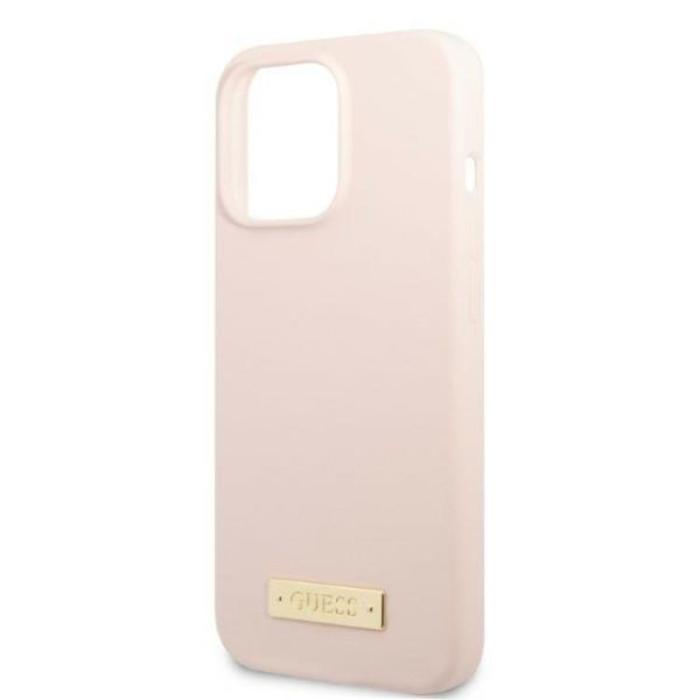 Guess - Guess iPhone 13 Pro Skal MagSafe Silicone Logo Plate - Rosa