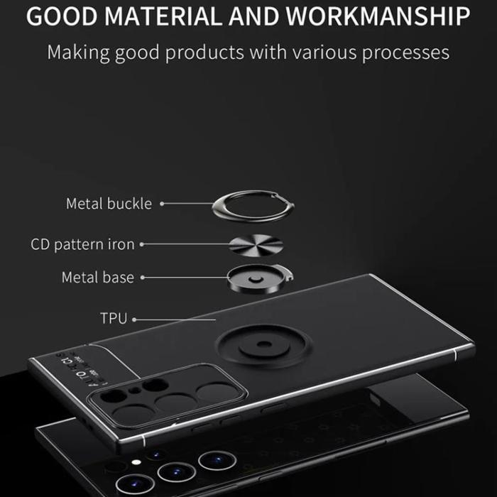 Taltech - Galaxy S24 Ultra Mobilskal Ringhållare Kickstand - Blå