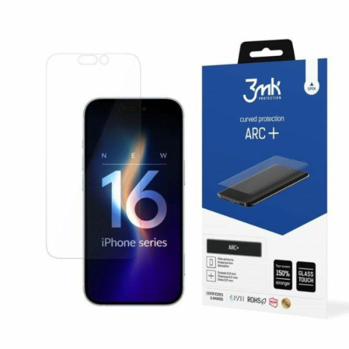3MK - 3mk iPhone 16 Plastfilm Skärmskydd ARC+ Transparent