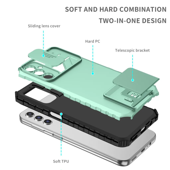 Taltech - Galaxy A14 5G/4G Mobilskal Stöttåligt Kickstand - Aqua Blå