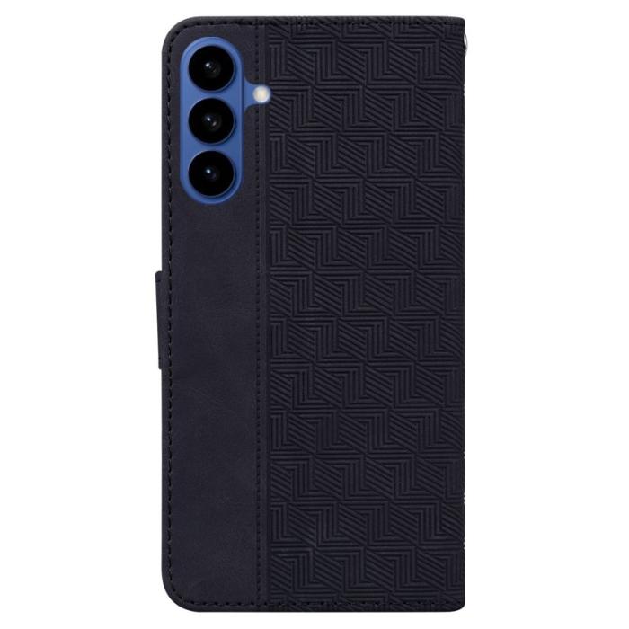 OEM - Samsung Galaxy S26 / S26 Pro Fodral Geometriskt Mönster Äkta Läder - Svart