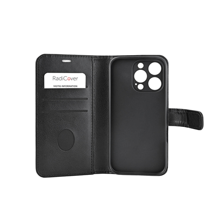 Radicover - Radicover iPhone 16 Pro Plånboksfodral RFID Strålningsskydd - Svart