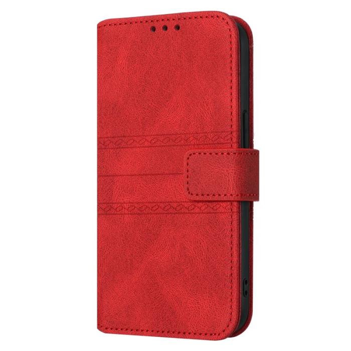 OEM - Samsung Galaxy S26 Ultra Fodral Konstläder Impräntad - Röd