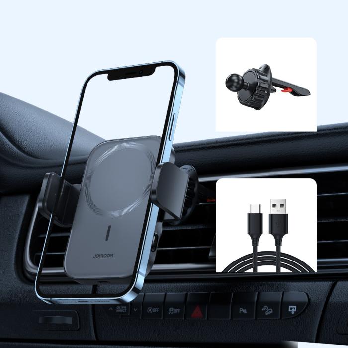 Joyroom - Joyroom Magsafe Trådlös laddare 15W Bilhållare till Ventgaller - Svart