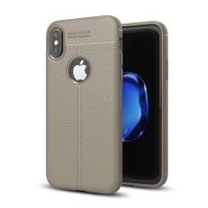 OEM - Litchi Skin TPU Mobilskal till iPhone XS / X - Grå