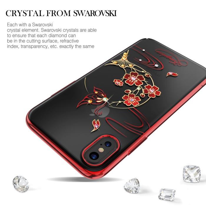 Kingxbar - Kingxbar Skal Med Swarovski Stenar till iPhone XS / X - Plum Blossom