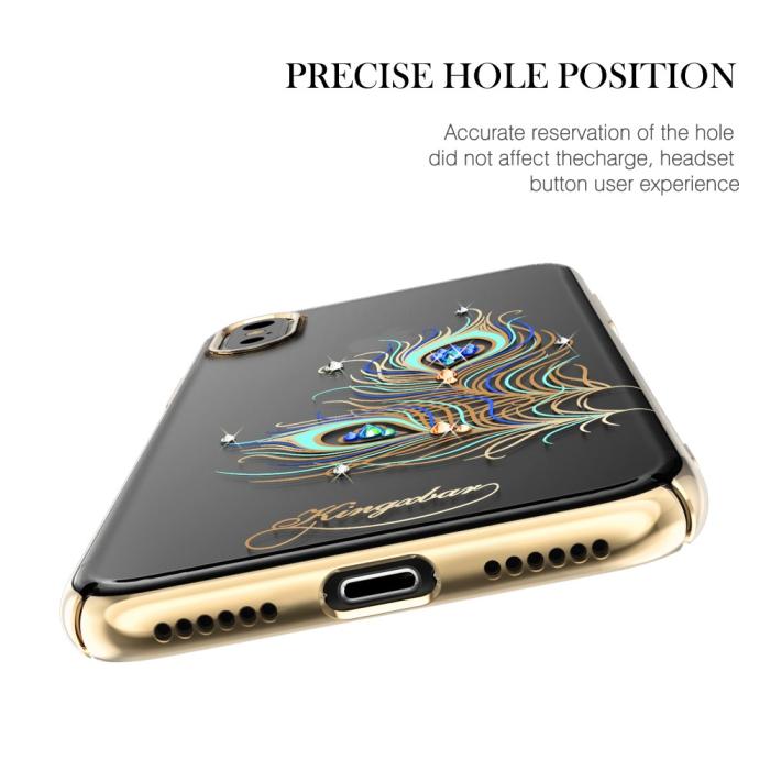 Kingxbar - Kingxbar Skal Med Swarovski Stenar till iPhone XS / X - Peacock Feather
