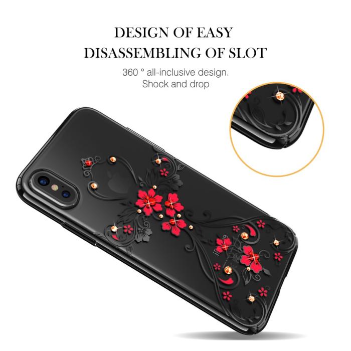 Kingxbar - Kingxbar Skal Med Swarovski Stenar till iPhone XS / X - Flower