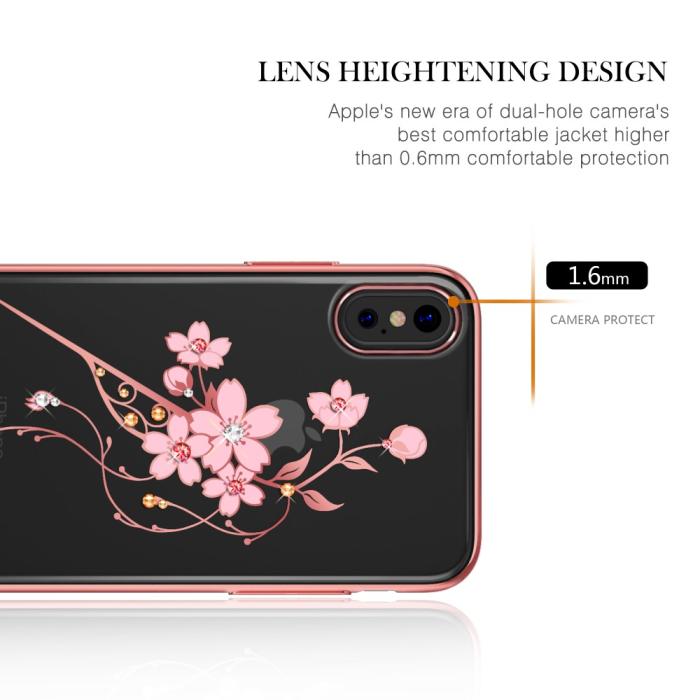 Kingxbar - Kingxbar Skal Med Swarovski Stenar till iPhone XS / X - Flower Hairpin