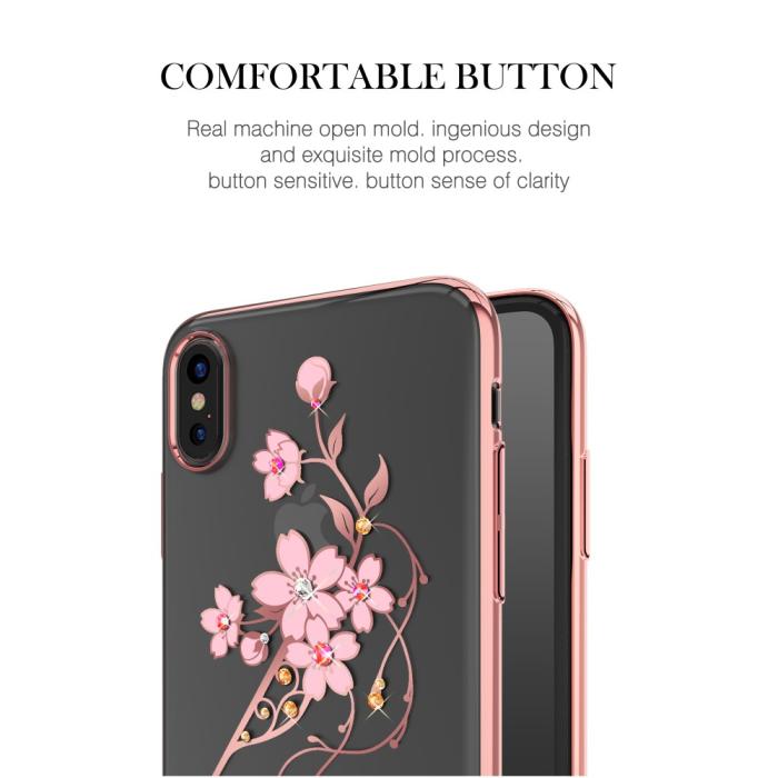 Kingxbar - Kingxbar Skal Med Swarovski Stenar till iPhone XS / X - Flower Hairpin