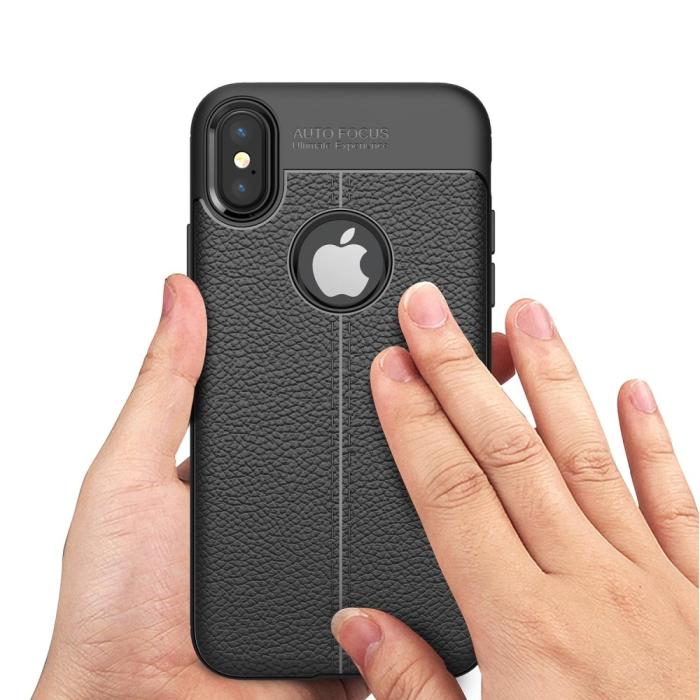 OEM - Litchi Skin TPU Mobilskal till iPhone XS / X - Grå