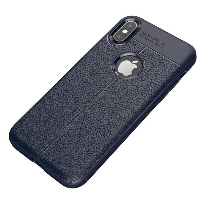 OEM - Litchi Skin TPU Mobilskal till iPhone XS / X - Blå
