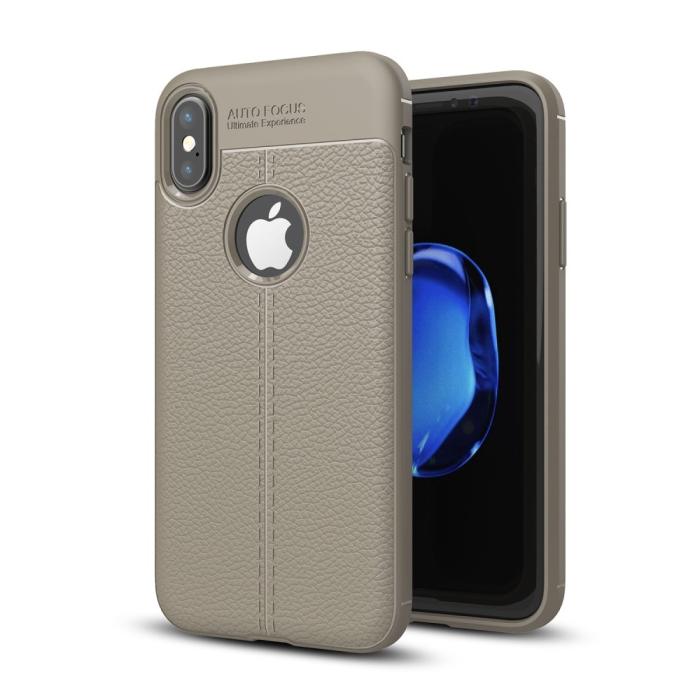 OEM - Litchi Skin TPU Mobilskal till iPhone XS / X - Grå
