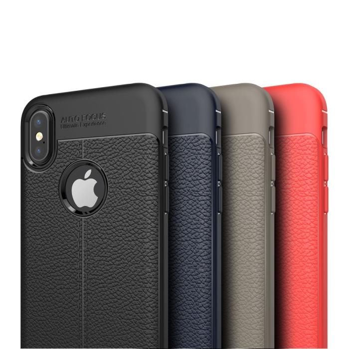 OEM - Litchi Skin TPU Mobilskal till iPhone XS / X - Grå